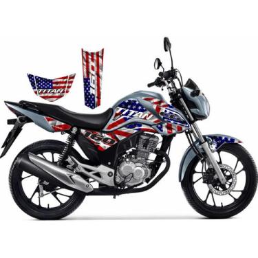 Imagem de Kit Adesivo Carenagem Honda Cg Titan 160 2019 Eua Estilizado - Resitan