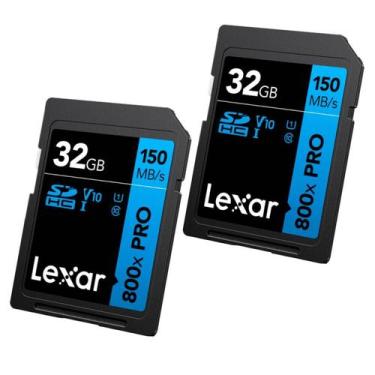 Imagem de Kit 2 Cartão De Memória Lexar 32gb 150mb/s Sdhc Alta Performance 800x