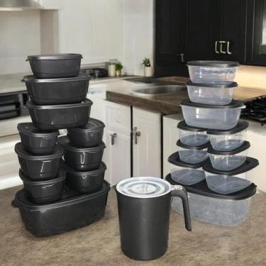 Imagem de Pote de plástico Kit 21 peças Vasilhas Com Tampa Depósito para Aliment