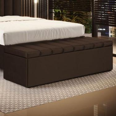 Imagem de Calçadeira Baú Navi 160 Veludo Aradecor, Marrom Chocolate, 160X46X45