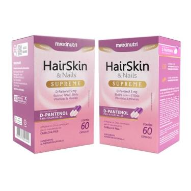 Imagem de Kit 2 HairSkin Nails Pele e Cabelo com D-Pantanol Vitaminas e Minerais 60 Cáps Maxigold