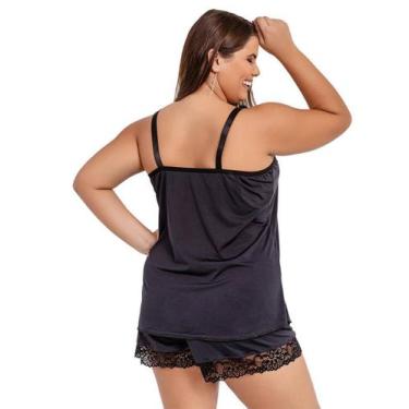 Imagem de Pijama Short Doll Baby Doll IMI Lingerie Em Microfibra E Renda Plus Si