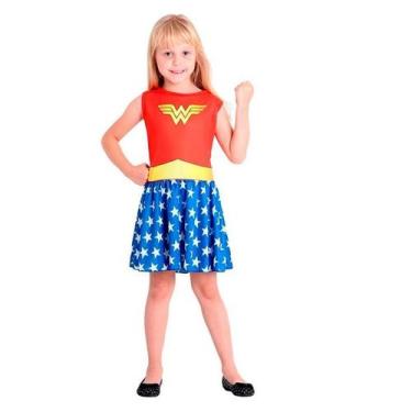 Imagem de Fantasia Mulher Maravilha Infantil Sulamericana, G 9 - 12, Vermelho