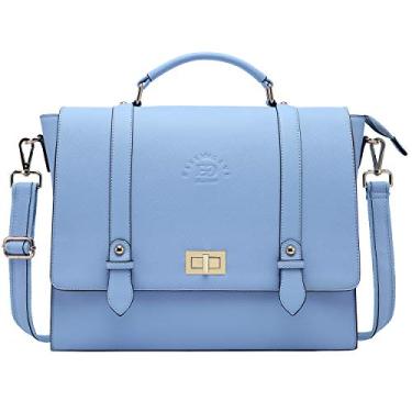 Imagem de Pasta feminina para laptop de 15,6 polegadas, bolsa mensageiro exclusiva para laptop, bolsa para computador com compartimento acolchoado profissional para tablet, notebook, ultrabook, baby blue jay