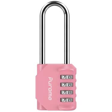 Imagem de Puroma 1 pacote com cadeado de 6 cm de comprimento com combinação de manilha de 4 dígitos para ambientes externos à prova d'água para trava de ferrolho, armário esportivo, cerca, portão, caixa de