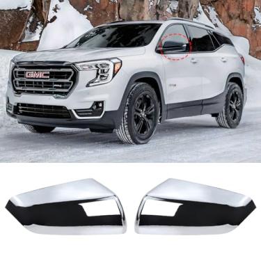 Imagem de Lado do motorista esquerdo e direito do lado do passageiro exterior tampa do espelho retrovisor acabamento adequado para Chevrolet Equinox/GMC Terrain 2018-2023 substitui 23406417 23406416 (branco