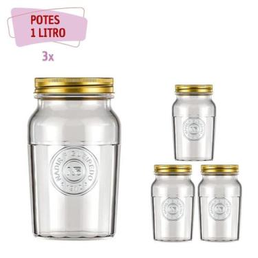 Imagem de Pote Americano Vintage Retro Tampa Biscoito 1,5L Nadir 3 Un - NADIR FI