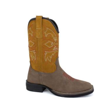 Imagem de Bota Masculina Texana Valent em Couro Nobuck Solado Borracha, 39, Taba