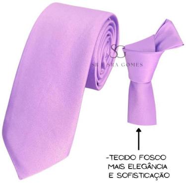 Imagem de Gravata Lilás Lavanda Cor 02 para Padrinhos e Eventos Tecido Fosco Lev