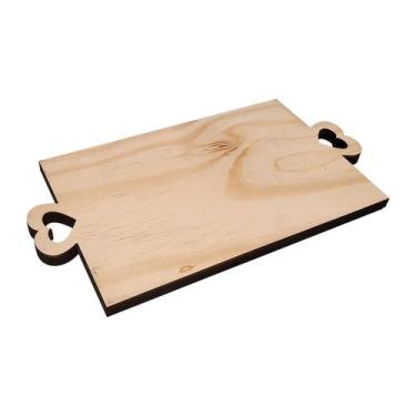Imagem de Tabua Retangular Coração para Carne e Petisco M 18x32cm Madeira Pinus 