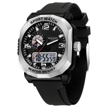 Imagem de Relógio Digital Masculino Dual Display Esportivo À Prova D `Água Impermeavel 5atm