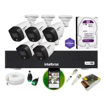 Imagem de Kit Intelbras 5 Cam Full Color 1220b Dvr Mhdx 3008-C C/ Purple