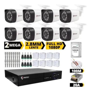 Imagem de Kit Cftv 8 Câmeras Segurança Full Hd 1080p Dvr C/ App Xmeye