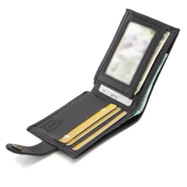 Imagem de Carteira Masculina de Couro Espaço para Dinheiro Cartões e Documento -