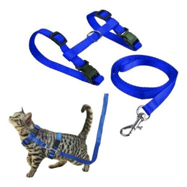 Imagem de Coleira Peitoral Para Gatos Coleira Com Guia Super Ofertas, Azul