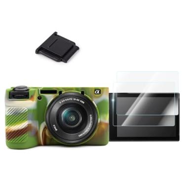 Imagem de VOVMOEYA Kit de acessórios de capa de câmera A6700 – Capa protetora de silicone para Sony Alpha 6700 [cor camuflada] e protetor de tela LCD para Sony A6700 [2 unidades] e capa para câmera para Sony