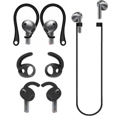 Imagem de JNSA Conjunto antiderrapante antiperda compatível com Galaxy Buds3, Galaxy Buds3 Strap + Galaxy Buds3 Ear Hook 2 conjuntos (3 em 1), preto