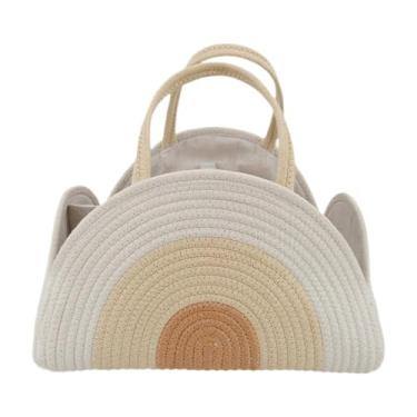 Imagem de Almencla Organizador de fraldas para bebês, caixa de brinquedos para arrotar panos, babadores, mesa de troca, Branco Amarelo Laranja