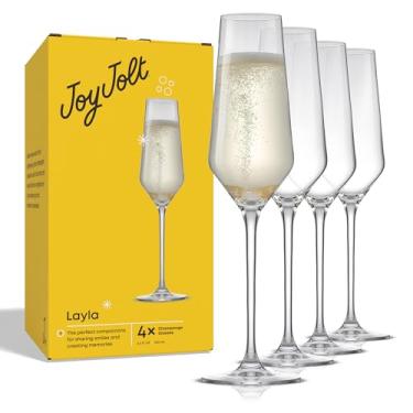Imagem de JoyJolt Coleção Layla de taças de champanhe, conjunto de 113 – 190 g elegantes taças de champanhe com haste de cristal para Prosecco, vinho espumante, mimosas, coquetéis, casamentos, aniversários