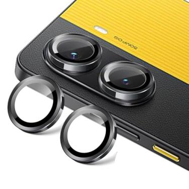 Imagem de Zeking [Pacote com 2 protetores de lente para câmera Xiaomi Poco X7 Pro, protetor de tela de vidro temperado 9H, anel individual de metal [kit de alinhamento da bandeja de instalação] (preto)