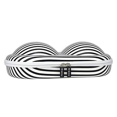 Imagem de Braiou Capa de sutiã premium lingerie bolsa organizadora com zíper para copo A-DD, Listra preta, Medium, Viagens