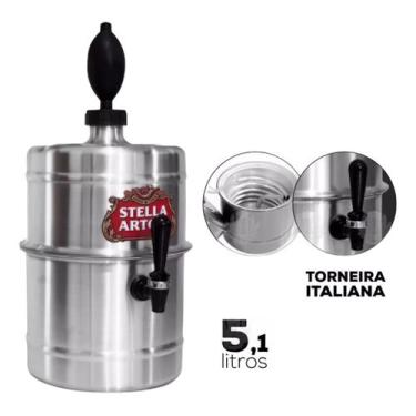 Imagem de Cervejeira Portátil 5l Cooler A Gelo 3 Min Alumínio Stella - BEER CHOP
