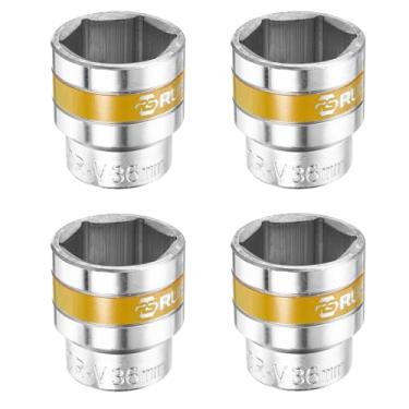 Imagem de HARFINGTON 4 peças 1/5.1 cm soquete de 6 pontos soquete métrico de impacto raso 36 mm CR-V soquete flip aço eixo porca soquete de impacto para reparo de porcas sextavadas automotivas domésticas,