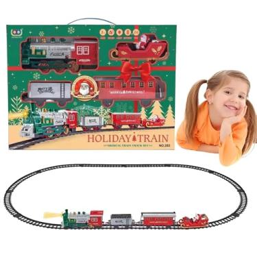 Imagem de Treine brinquedo para meninos, conjunto de trem elétrico, Modelo de trem de Natal com luz e, Locomotiva elétrica, trilhos de cargo para meninos e meninas