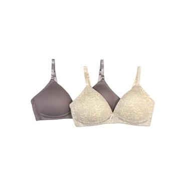 Imagem de TAHARI Pacote com 2 sutiãs sem fio moldados para meninas, Oncinha cinza, 32A