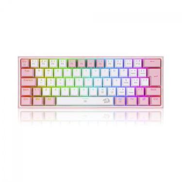 Imagem de Teclado Gamer Redragon Fizz Rainbow K617-rgb-wp Rosa 60%