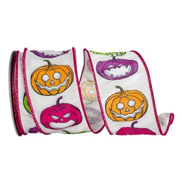 Imagem de Reliant Ribbon Jack-o-Lantern Colors Fita com fio Dupioni, branca