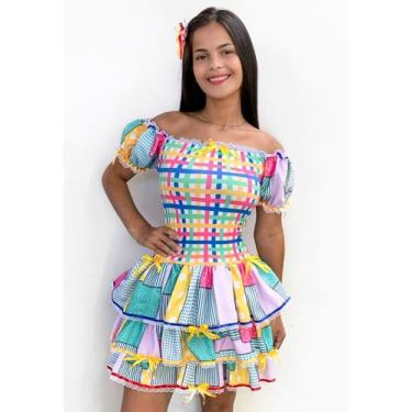 Imagem de Vestido Caipira Feminino Retalho Adulto  Estilo para São João - Bravo 