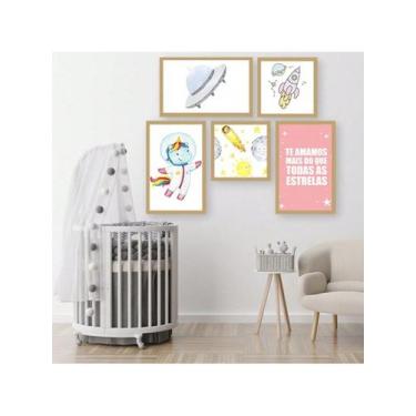 Imagem de Kit 5 Placas Quadros Decorativos Quarto Baby Infantil 70x90 - NoBrand,