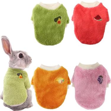 Imagem de Roupas de coelho suéter de coelho colete quente de flanela roupas de lã para animais pequenos gatinho furão chinchila filhote coelho cobaias (M)