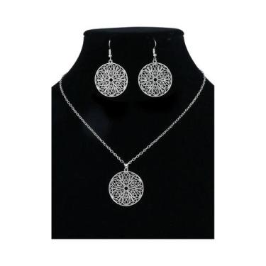 Imagem de Conjunto de Brincos e Colar com Pingente de Metal - Estilo Étnico, 231