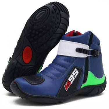 Imagem de Bota motociclista de couro as95 095 km azul verde - ATRON, 41, Azul
