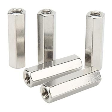 Imagem de Porca de Acoplamento Sextavada M10, 5 Unidades Prateada Porca de Acoplamento Sextavada M10 à Prova de Ferrugem Kit de Porca de Acoplamento de Aço Inoxidável de 6 Lados para