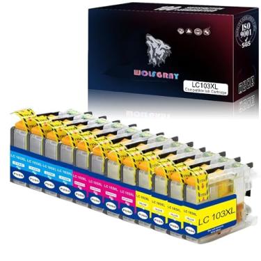 Imagem de Wolfgray LC103 XL cartuchos de tinta de substituição compatíveis com Brother LC103XL LC103 para Brother MFC J870DW J450DW J470DW J650DW J6720DW J4410DW J4510DW J4710DW J4310DW J285DW 475DW (12 cores, 4444444 C+4M+4Y)