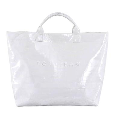Imagem de Ansseng Sacola feminina de PVC grande papel kraft de plástico transparente alça superior bolsa Hobo transparente bolsa rosa choque, Branco