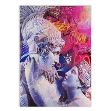 Imagem de Placa Decorativa Grafite Estatuas Gregas Casal Arte De Rua Banksy Decoração Poster Quarto Sala