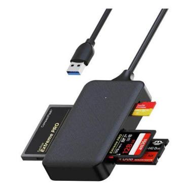 Imagem de Leitor De Cartão Cf Tf Sd Ms Adaptador 4 Em 1 Tipo C E Usb - djah