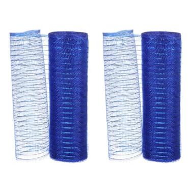Imagem de PATIKIL 2 fitas decorativas de malha, 25,4 cm x 25,4 m, rolo de fita metálica para decoração de guirlanda de árvore de Natal, azul escuro