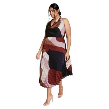 Imagem de City Chic Saia feminina plus size - estampa de gaita assimétrica com pregas Amaya, Roxa, 46