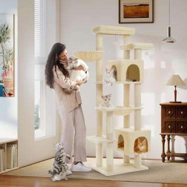Imagem de PETEPELA Árvore de gato de 175 cm de altura para gatos grandes em ambientes internos, torre grande para gatos adultos com rede supergrande, torre de árvore escalada para gatos com postes para
