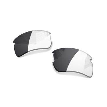 Imagem de Lentes de reposição polarizadas de 1,6 mm para óculos de sol Oakley Flak 2.0 XL OO9188 59 mm, proteção UV, lentes espelhadas escuras, peças de reparo e kit (fotocromático transparente a preto)