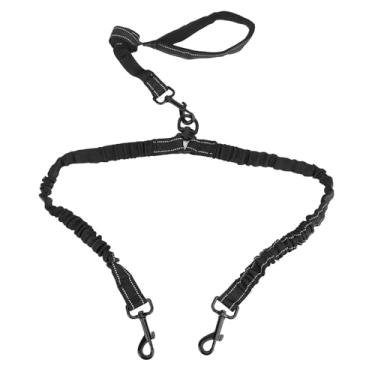 Imagem de Coleira de cachorro duplo, alta elasicidade de abate a bungee de bungee para cães de raça grande, adequado para dois cães fáceis de esticar