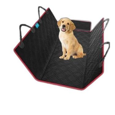 Imagem de Kit Capa Pet Protetora De Banco Traseiro Vermelho E Cinto De - Duke & 