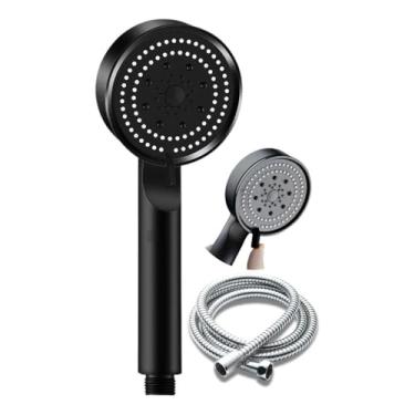 Imagem de Chuveiro Inox，Ducha LavatóRio de Cabelo Preto Alta PressãO + Mangueira