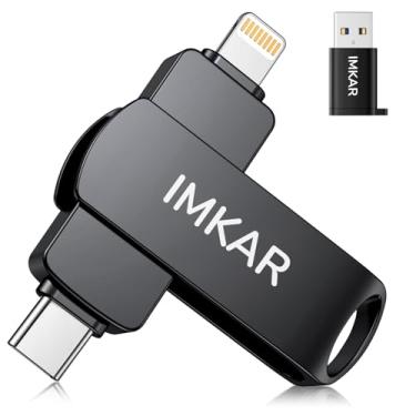 Imagem de Flash Drive certificado MFi de 512 GB para iPhone iPad, armazenamento IMKAR Memory Stick para fotos e vídeos, compatível com iPhone, iPad, Android e PC, Plug and Play, sem necessidade de aplicação