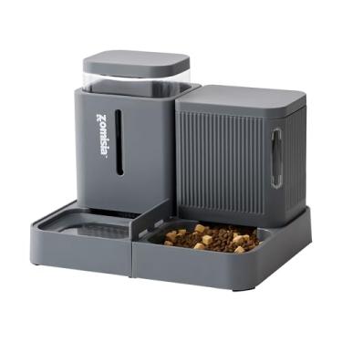 Imagem de ZOMISIA Alimentador e dispensador de água para gatos gravity, alimentador automático 2 em 1 para gatos com rotação de 180 graus, 2 pacotes de alimentação automática de grande capacidade para cães